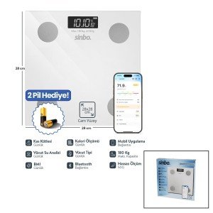 FAT MEASURESMART BLUETOOTH GLASS SCALE BATTERY-OPERATED 180KG/50GR 28X28CM 8-PERSON MEMORY LCD SCREEN DISPLAY SBS-4467