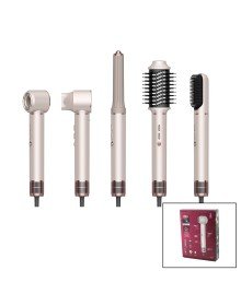 ROSE GOLD AIR BRUSH 5IN1=CURL-VOLUME-STRAIGHTEN-2-BRUSH HAIR DRYER - STYLING MACHINE 1300W3-KDM.SPEED - DEGREE SHD-1729
