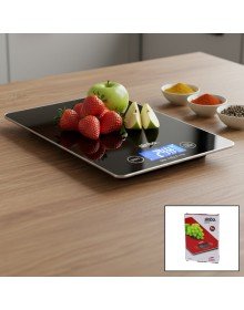GLASS KITCHEN WEIGHT SCALE LCD SCREEN 5KG/1GR WITH BATTERY=CR2032 GR/OZ/ML/IB MEASUREMENT SKS-4526