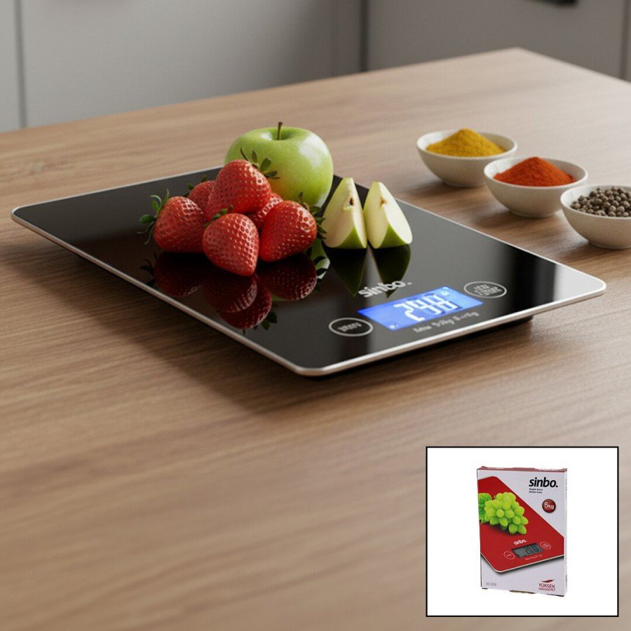 GLASS KITCHEN WEIGHT SCALE LCD SCREEN 5KG/1GR WITH BATTERY=CR2032 GR/OZ/ML/IB MEASUREMENT SKS-4526