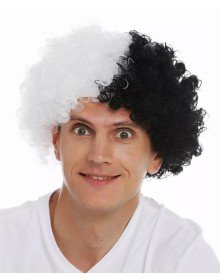 Black White Curly Afro Bonus Wig Fan Bonus Hair