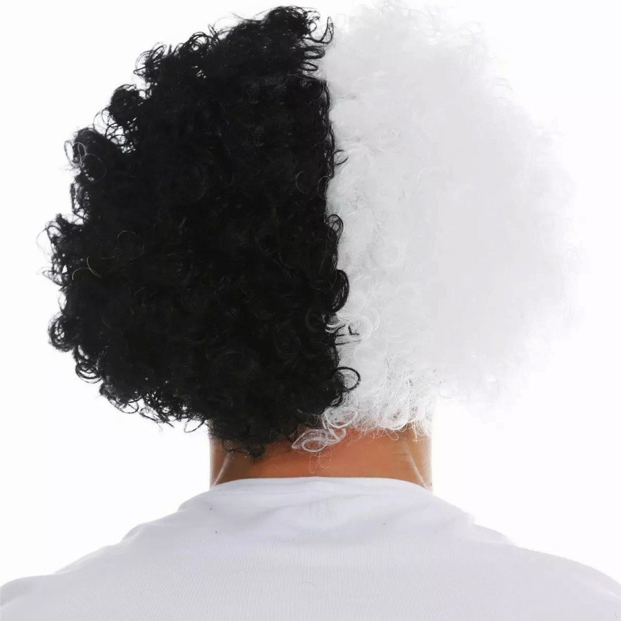 Black White Curly Afro Bonus Wig Fan Bonus Hair