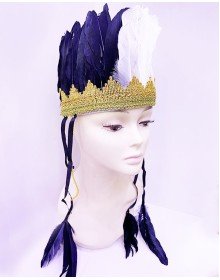 Black and White Color Feathered Native American Headdress | Fan Title