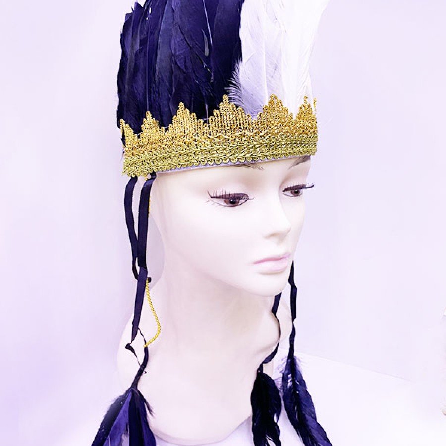 Black and White Color Feathered Native American Headdress | Fan Title Black and White Color Feathered Native American Headdress | Fan Title