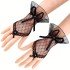 Black Lace Bow Finger Ring Women's Gloves