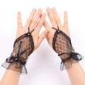 Black Lace Bow Finger Ring Women s Gloves
