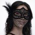 Black Lace Tulle Veil Party Mask - Feathered Pearl Detail