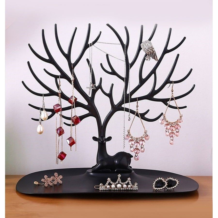 Black Deer Jewelry Organizer - Deer Shaped Ring Earring Necklace Organizer