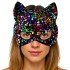 Colorful Sequined Sequin Party Mask on Black Velvet Fabric 16x14 cm