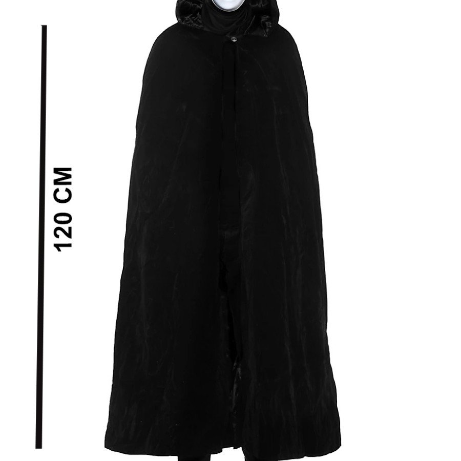 120 cm Cloak with Black Hood and White Paintable Full Face Mask