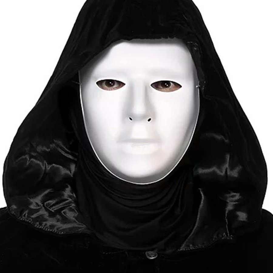 120 cm Cloak with Black Hood and White Paintable Full Face Mask