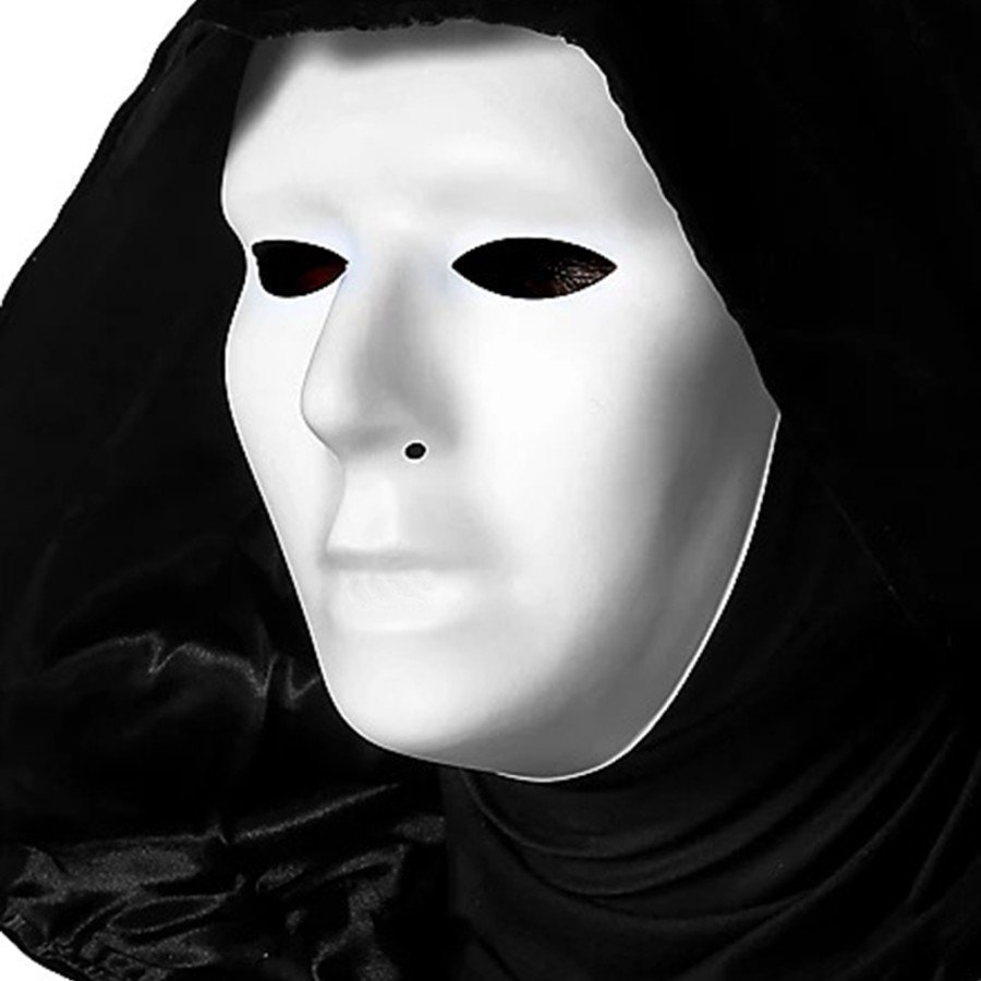 120 cm Cloak with Black Hood and White Paintable Full Face Mask