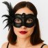 Black Matte Color Party Prom Venetian Mask with Side Feathers and Roses 16x22