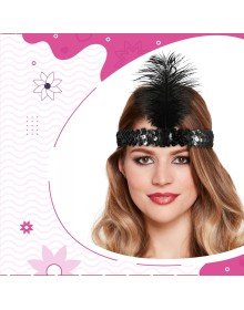 Black Color Charleston Headpiece 90's 80's Feather Hair Band
