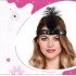 Black Color Charleston Headpiece 90's 80's Feather Hair Band