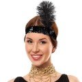 Black Color Charleston Headpiece 90 s 80 s Feather Hair Band