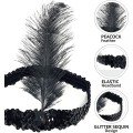 Black Color Charleston Headpiece 90 s 80 s Feather Hair Band