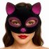 Black Color Fuchsia Glitter Suede Coated Cat Mask 18x14 cm