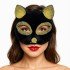 Black Color Gold Glitter Suede Coated Cat Mask 18x14 cm
