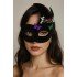 Black Color Suede Coated Venetian Party Mask with Pearls and Stones 20x22 cm