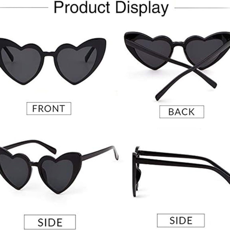 Black Color Heart Shaped Party Glasses 15x5 cm