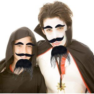 Black Color Self-Adhesive Fake Beard, Mustache and Eyebrow Set Black Color Self-Adhesive Fake Beard, Mustache and Eyebrow Set