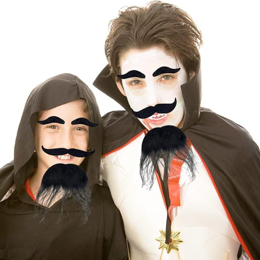 Black Color Self-Adhesive Fake Beard, Mustache and Eyebrow Set Black Color Self-Adhesive Fake Beard, Mustache and Eyebrow Set