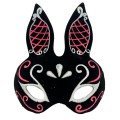 Black Color Red White Glitter Black Suede Coated Rabbit Mask 18x16 cm