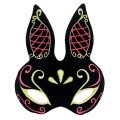 Black Color Red Gold Glitter Black Suede Coated Rabbit Mask 18x16 cm