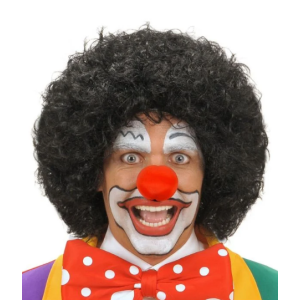 Black Color Curly Afro Bonus Wig Hair and Red Sponge Nose Set Black Color Curly Afro Bonus Wig Hair and Red Sponge Nose Set