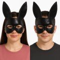 Eva Rabbit Mask Made of Black Color Fabric Material 19x15 cm