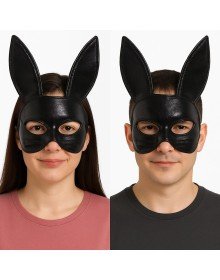 Eva Rabbit Mask Made of Black Color Fabric Material 19x15 cm