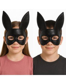 Eva Rabbit Mask Made of Black Color Fabric Material 19x15 cm