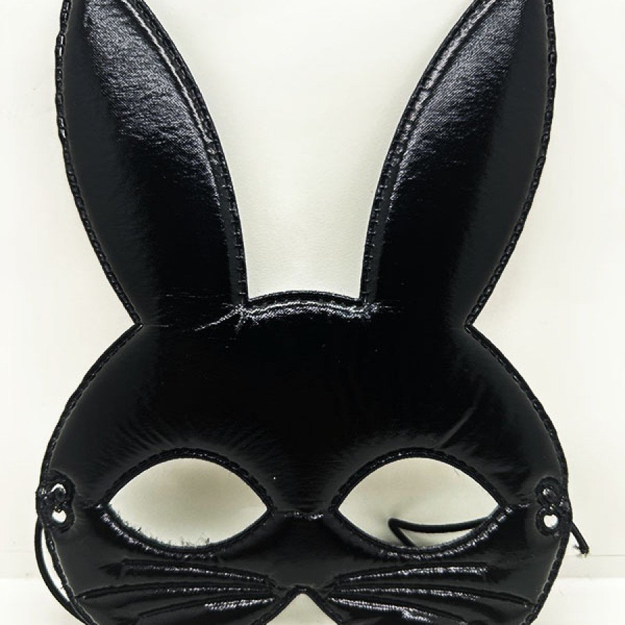 Eva Rabbit Mask Made of Black Color Fabric Material 19x15 cm