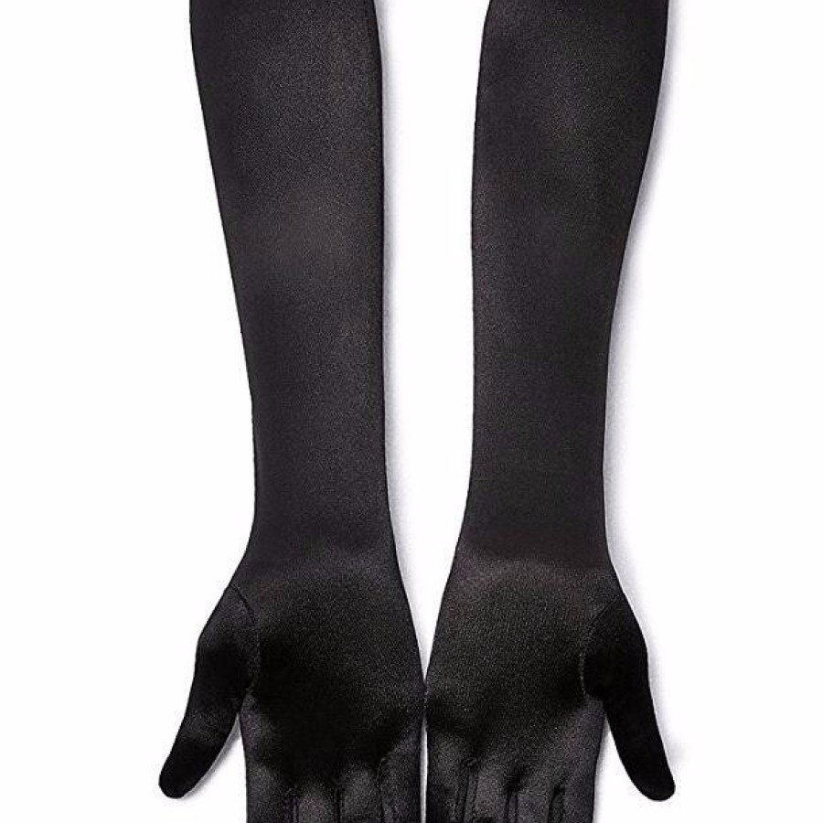 Black Color Lycra Elbow Long Fabric Gloves 40 cm