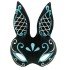 Black Color Blue White Glitter Black Suede Coated Rabbit Mask 18x16 cm