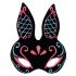Black Color Blue Red Glitter Black Suede Coated Rabbit Mask 18x16 cm