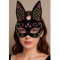 Black Color Pink Gold Glitter Black Suede Coated Rabbit Mask 18x16 cm
