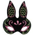 Black Color Pink Gold Glitter Black Suede Coated Rabbit Mask 18x16 cm