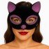 Black Color Pink Glitter Suede Coated Cat Mask 18x14 cm