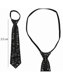 Black Color Sequined Sparkling Party Tie 33 cm