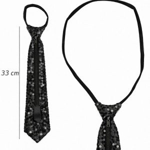 Black Color Sequined Sparkling Party Tie 33 cm