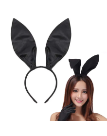 Black Color Satin Coated Shapeable Rabbit Ear Crown 35x11 cm