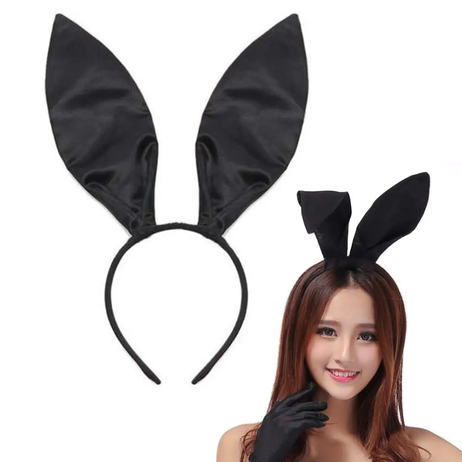 Black Color Satin Coated Shapeable Rabbit Ear Crown 35x11 cm