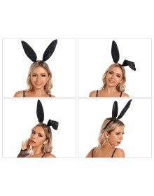 Black Color Satin Coated Shapeable Rabbit Ear Crown 35x11 cm