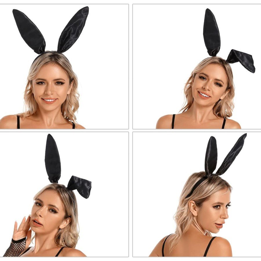Black Color Satin Coated Shapeable Rabbit Ear Crown 35x11 cm