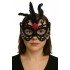 Black Color Black Suede Coated Butterfly Figure Party Mask with Feathers 24x18 cm