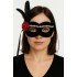 Black Color Suede Coated Silver Lace Red Rose Design Party Mask 18x20 cm