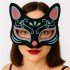 Black Color Suede Coated Blue Red Glitter Cat Mask 17x14 cm