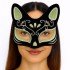 Black Color Suede Coated Silver Green Glitter Cat Mask 17x14 cm